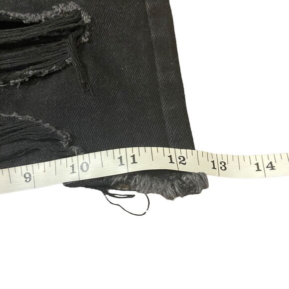 Refuge Distressed Shorts Raw Hem Black Jean Denim Short Chelsea Size 7 Rock Punk - Picture 15 of 16